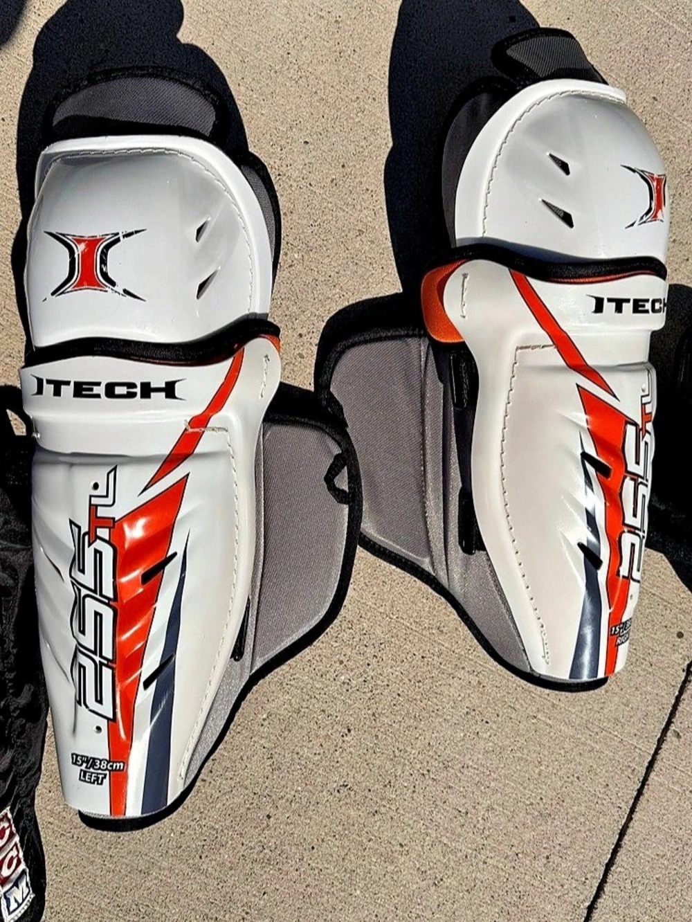ITech 255TL Men’s  Hockey Shin Guards White & Orange